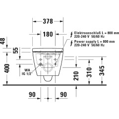 Унитаз Duravit ME by Starck подвесной без сиденья, белый (2510092000)