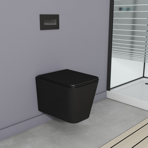 Унитаз подвесной  безободковый OWL Vatter Ruta-H  Matt Black с сиденьем DP микролифт