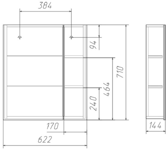 Шкаф-зеркало Стайл 60 Идеал левый/правый Домино