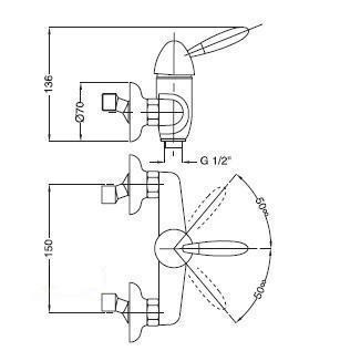 Смеситель для душа Bugnatese Action 9538