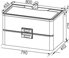 Тумба с раковиной Aquanet Паллада 80 слоновая кость