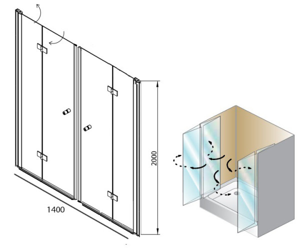 Душевая дверь в нишу Kolpa San Terra flat TV/S 140