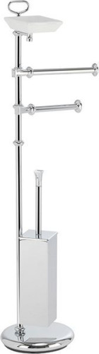 Stil Haus Prisma, cтойка: дозатор + полотенцедерж.+ бумагодер. + ёрш метал., цвет золото - белая кер