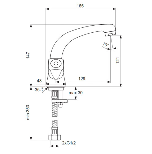 Смеситель для раковины Vidima PRACTIC Керамический картридж Хром (BA226AA)
