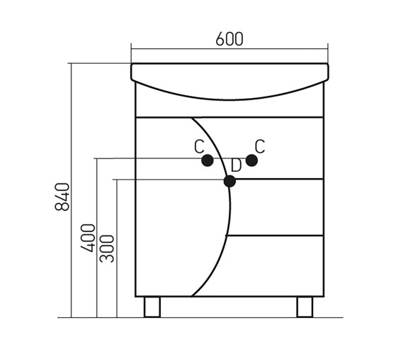 Тумба под раковину Элегия-60 MIXLINE Парус-60 (528383)