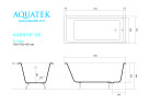 Ванна чугунная эмалированная AQUATEK AQ8970F-00 АЛЬФА 1700x750 мм в комплекте с 4-мя ножками