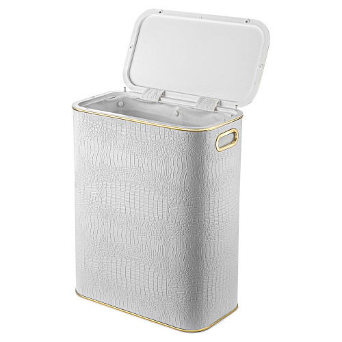 Корзина для белья Geralis KWG-M CROCO белая, кант золото, малая