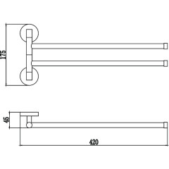 Держатель для полотенец поворотный (2-ой) Savol S-008702 хром