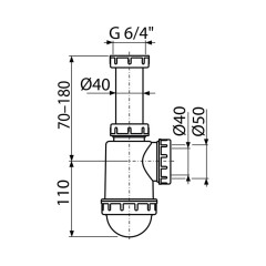 Сифон для мойки Alcadrain с накидной гайкой 6/4&quot; (AG210722154)