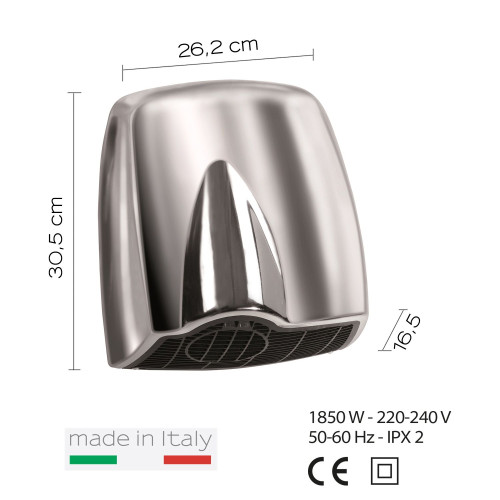 Gedy Brisa, сушилка для рук с индукционным двигателем и фотоэлементом, цвет хром