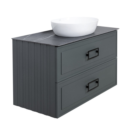 Тумба под раковину подвесная La Fenice Cubo TWIN FNC-01-CUB-G-90-2, серо-зеленая