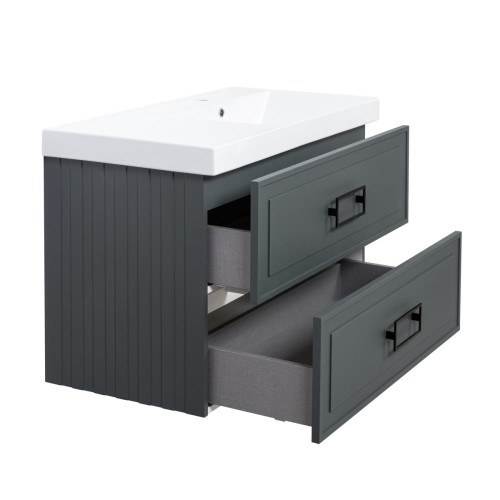 Тумба под раковину подвесная La Fenice Cubo TWIN FNC-01-CUB-G-90-2, серо-зеленая