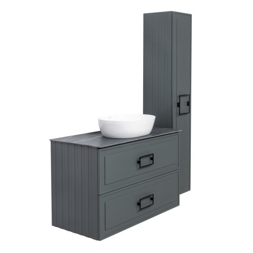 Тумба под раковину подвесная La Fenice Cubo TWIN FNC-01-CUB-G-90-2, серо-зеленая