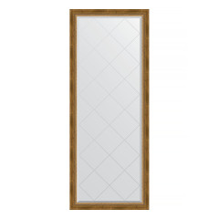 Зеркало напольное с гравировкой  EVOFORM  в багетной раме состаренная бронза с плетением, 78х198 см, BY 6303