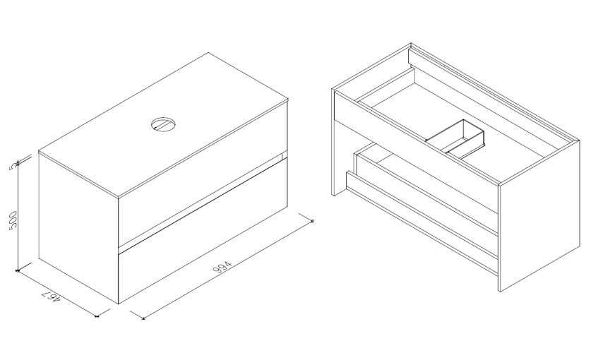 Тумба с раковиной Calabria 1000 Matte black