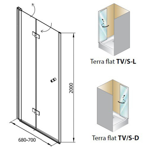 Душевая дверь в нишу Kolpa San Terra Flat TV/S 70