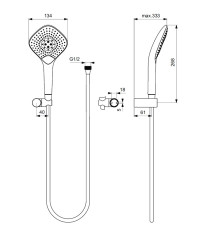 Душевой набор Ideal Standart IDEALRAIN с настенным держателем EVO JET DIAMOND XL3 (B1766AA)