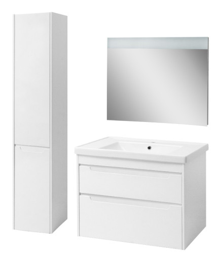 Комплект в ванную Ceruttispa тумба Эмилия white 80 подвесная с умывальником "Кантэ 80"