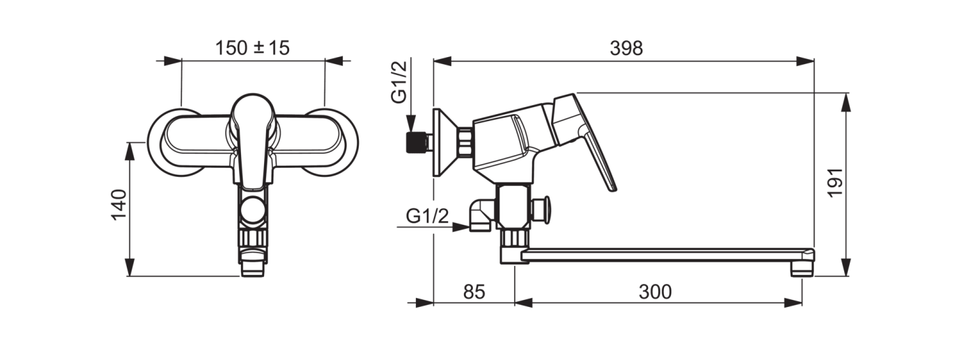 3942Y Saga Смеситель для ванны и душа с поворотным изливом (300 мм)