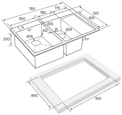 Мойка нерж. сталь Paulmark LIGA, PM227851-GML, вороненая сталь, левая, 780х510мм, Paulmark