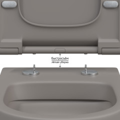 Унитаз BERGES подвесной EGO XL матовый серый Rimless 54 см, сиденье EGO XL Slim SO матовый серый, микролифт , быстросъем