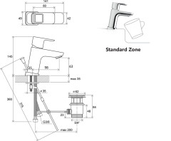 Смеситель для раковины Ravak 10° Керамический картридж со сливным гарнитуром (X070063)