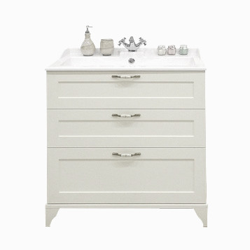 Тумба под раковину AQUATON Леон 80 Н напольная, дуб белый (1A187801LBPS0)