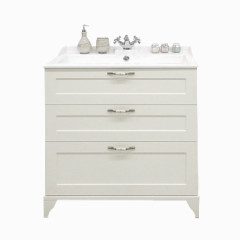 Тумба под раковину AQUATON Леон 80 Н напольная, дуб белый (1A187801LBPS0)