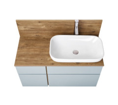 Тумба под раковину AQUATON Мишель 80 NEW подвесная, без столешницы Дуб Рустикальный/Фьорд (1A256801MIX30)