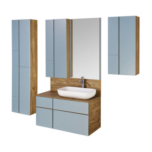 Тумба под раковину AQUATON Мишель 80 NEW подвесная, без столешницы Дуб Рустикальный/Фьорд (1A256801MIX30)