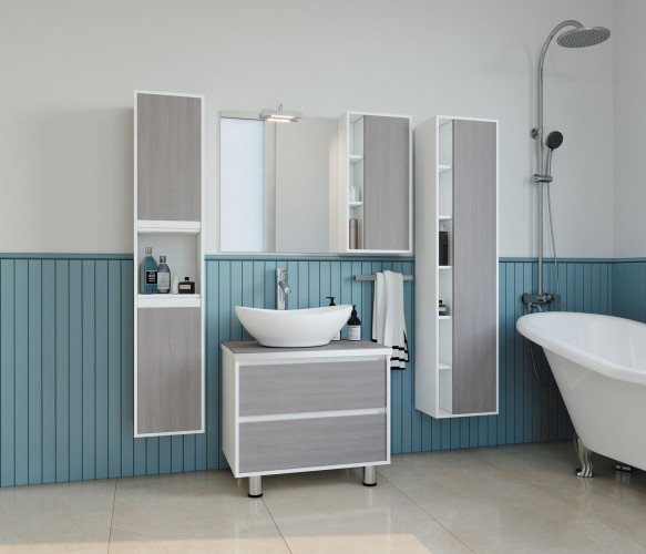 Столешница MIXLINE Аврора-60 под умывальник Гамма-56 серый камень (535132)