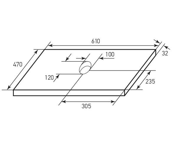 Столешница MIXLINE Аврора-60 под умывальник Гамма-56 серый камень (535132)