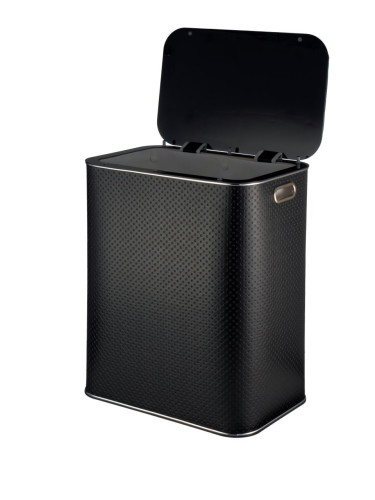 Корзина для белья Geralis PBH-S PUNTO Черная, кант Хром, Большая