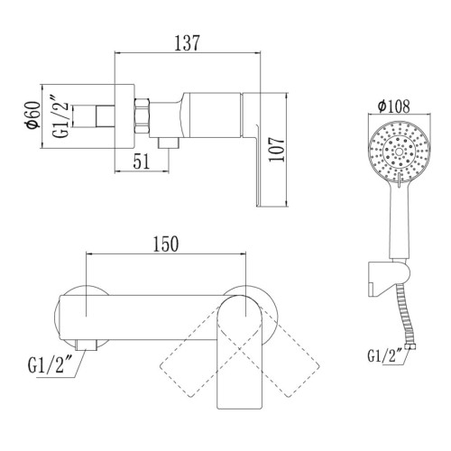 Смеситель для ванны Savol S-601815 хром