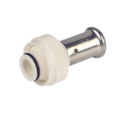 Пресс фитинг с накидной гайкой под евроконус, ПВДФ пресс (белый), 20x3/4&quot;, HENCO