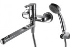 Смеситель для ванны Bravat Stream с длинным изливом и душевой лейкой, хром (F63783C-LB)