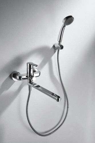 Смеситель для ванны Bravat Stream с длинным изливом и душевой лейкой, хром (F63783C-LB)