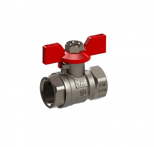 Шаровый кран ARCO SENA «бабочка» 1/2x1/2 латунь, никелированный, Г/Г (153103)