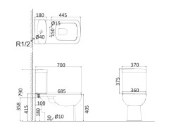 Creo Ceramique TOURS TO1002BN+TO1003N+TO1001N Унитаз-компакт с функцией биде и тонким сидением микролифт