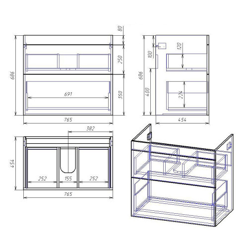 Тумба OWL 1975 Sjel stor 80, белый лак