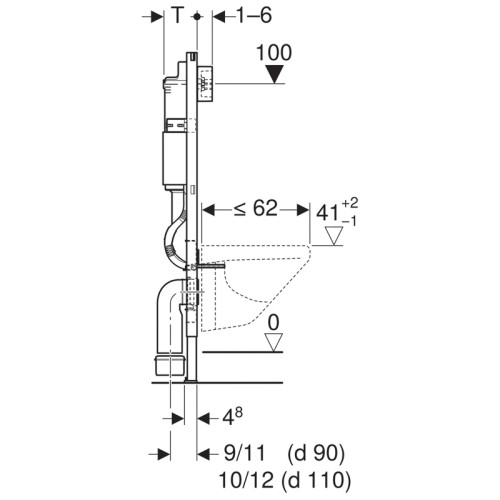 Duofix Инсталляция для подвес. унитаза, 112 см, со смывным бачком Delta 12 см, смывная клавиша Delta51, хром глянец (458.128.21.1)