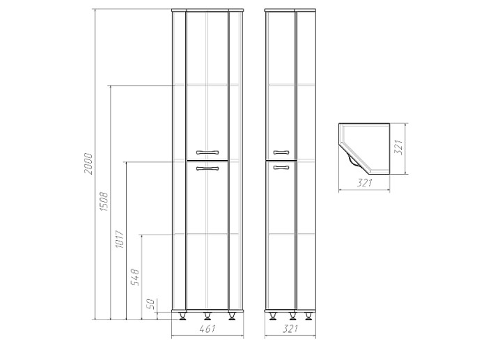 Пенал напольный Угловой Идеал левый/правый Домино
