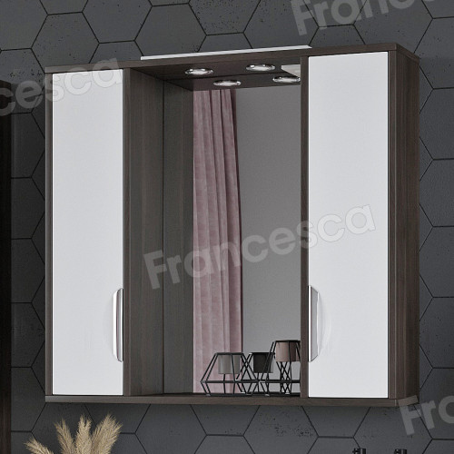 Шкаф-зеркало Francesca Версаль 80 белый/венге 2 шкафа