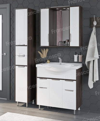 Шкаф-зеркало Francesca Версаль 80 белый/венге 2 шкафа