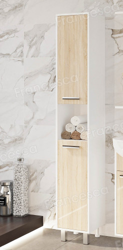 Пенал Francesca Eco 30 дуб/белый (2дв. универсальный)