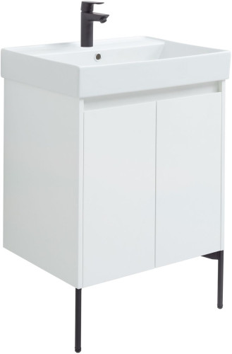 Тумба с раковиной Aquanet Nova Lite 60 белый глянец (2 дверцы)