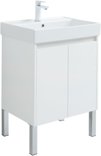 Тумба с раковиной Aquanet Nova Lite 60 белый глянец (2 дверцы)