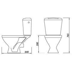 Унитаз компакт Лобненский стройфарфор Универсал NEW 90, сливная арматура + сиденье (10/1/5/3-36)