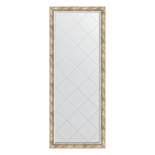 Зеркало напольное с гравировкой  EVOFORM  в багетной раме прованс с плетением, 78х198 см, BY 6304