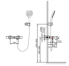 Смеситель для ванны с термостатом Aperto 020402 Cr